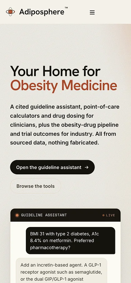 Adiposphere on a phone: Your Home for Obesity Medicine and the guideline assistant.